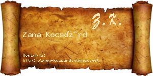 Zana Kocsárd névjegykártya
